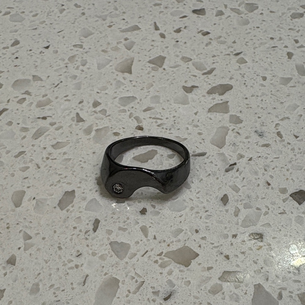 Black part Ying Yang with Silver jewel Accent